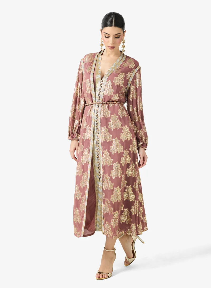 Threadz by Ajooni Jacquard Lace Kaftan and Dress Set